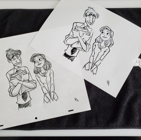 Disney Paperman character Ink and Pencil set Drawing/sketch signed animation Art - Picture 5 of 5